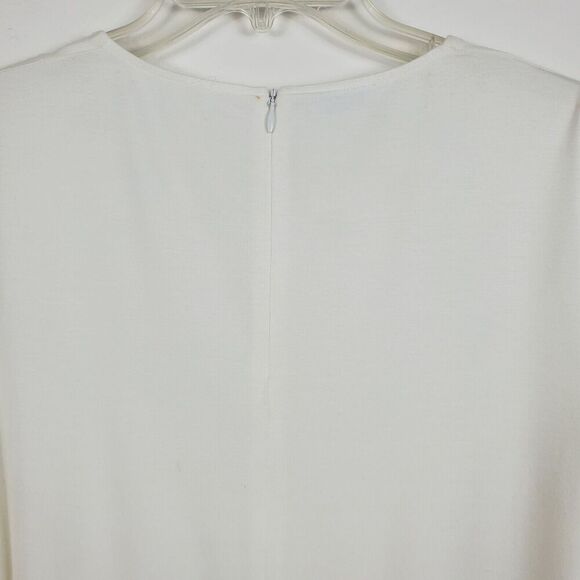Akris Punto Grommet Modal Top Zip Back Short Sleeve Eyelet Designer White Sz 10 - Picture 7 of 10